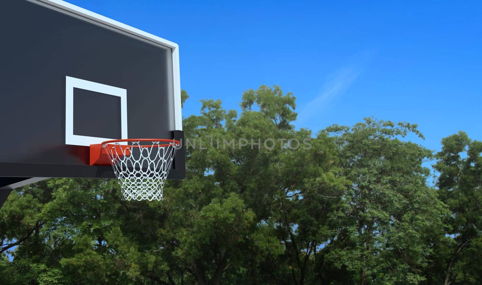 Unoccupied basketball playground in the city park