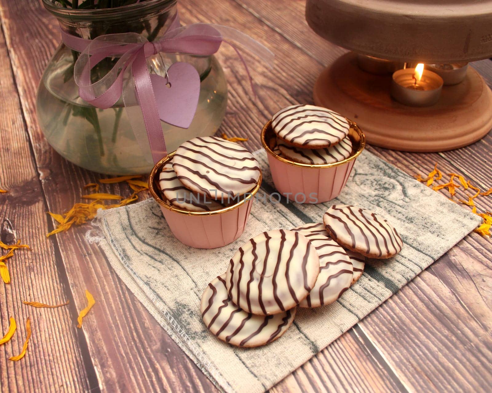 soft cakes with chocolate and jam