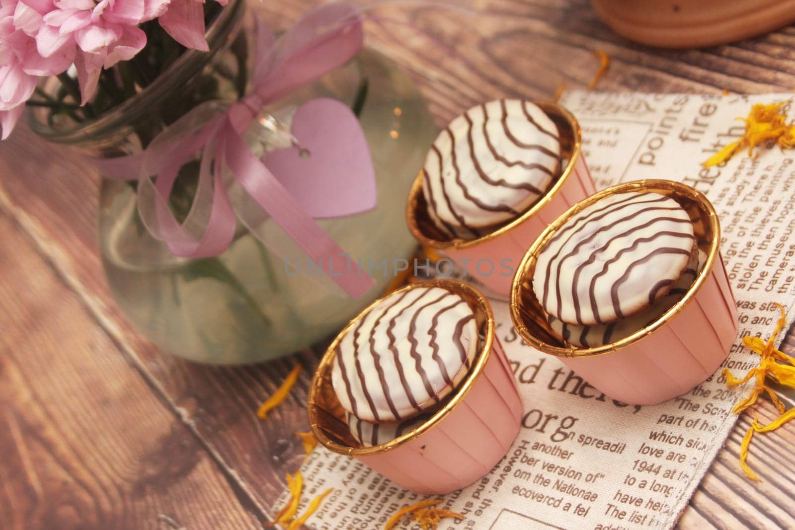 soft cakes with chocolate and jam