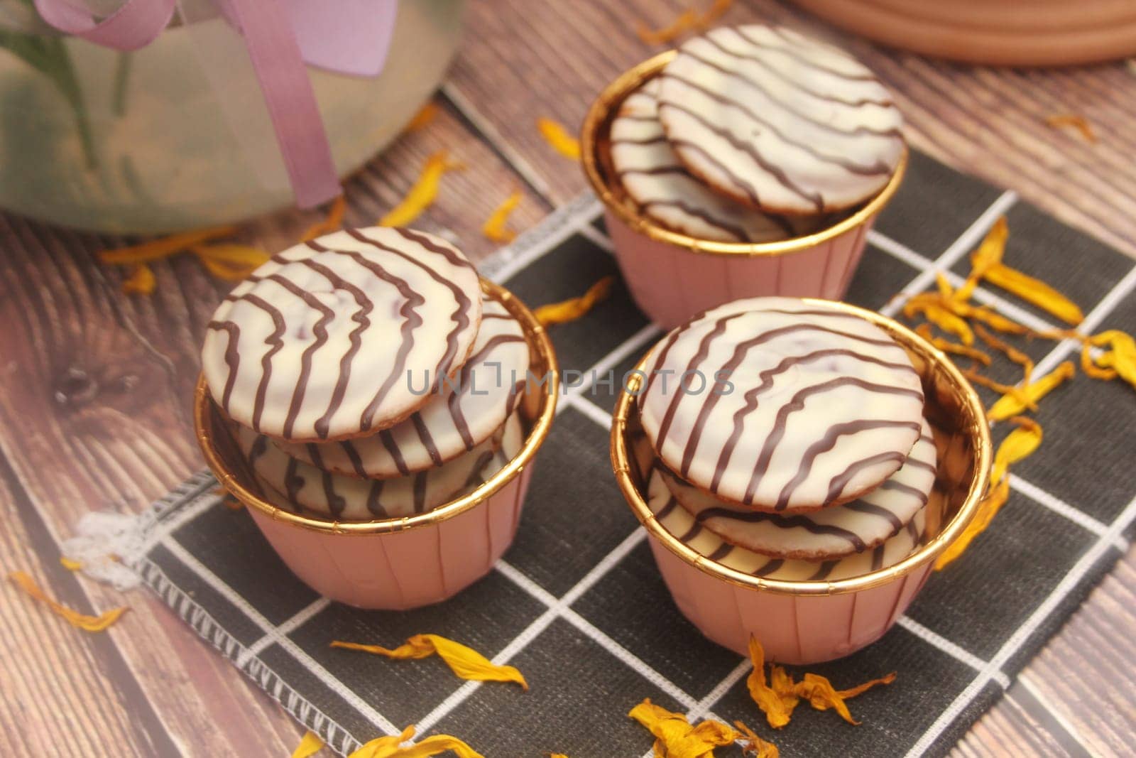 soft cakes with chocolate and jam
