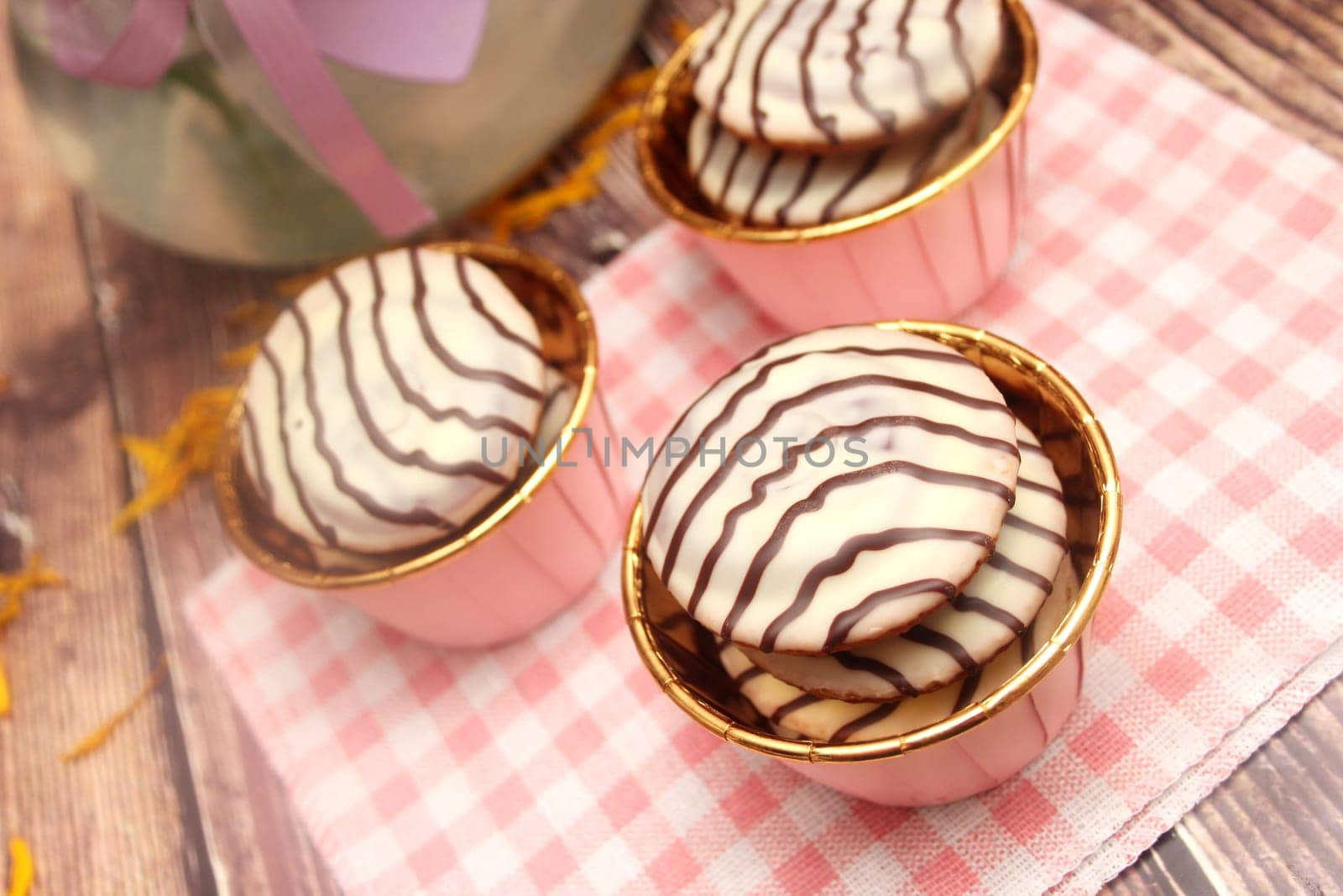 soft cakes with chocolate and jam