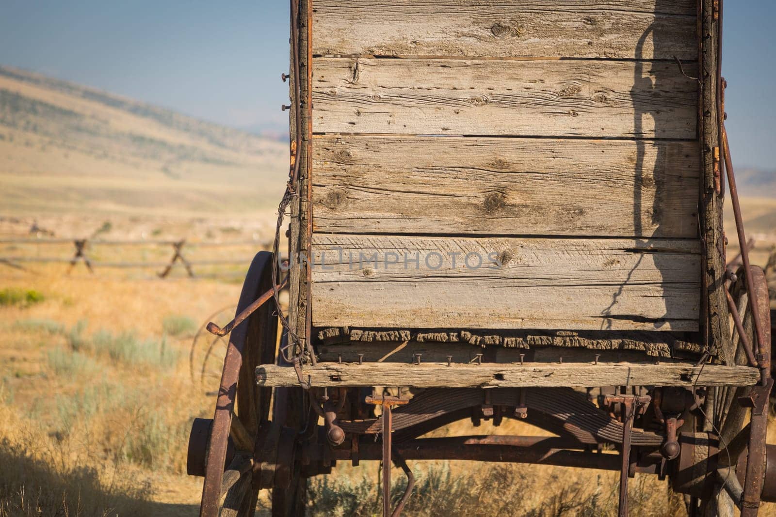 Abstract of Vintage Antique Wood Wagon In Meadow.