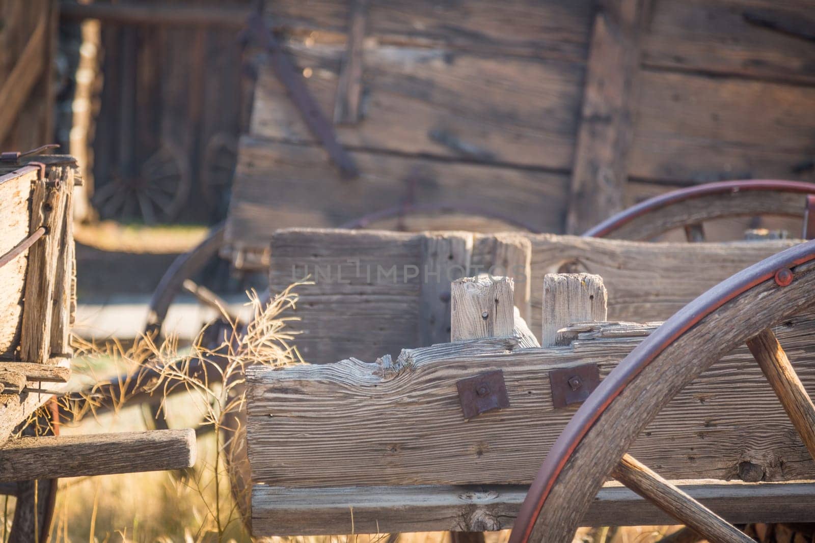 Abstract of Vintage Antique Wood Wagon Parts.