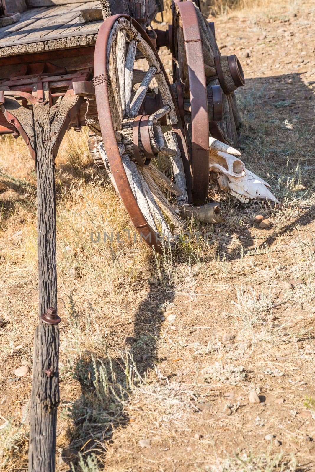Abstract of Vintage Antique Wood Wagons and Wheels.