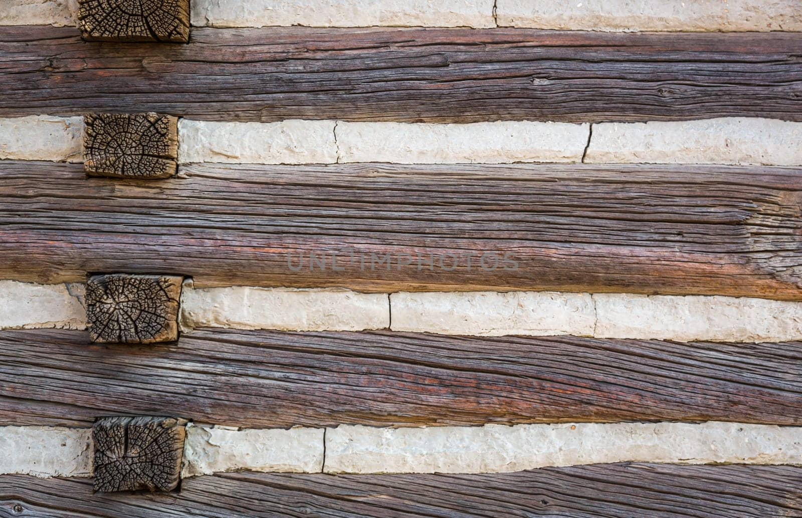 Abstract of Vintage Antique Log Cabin Wall.