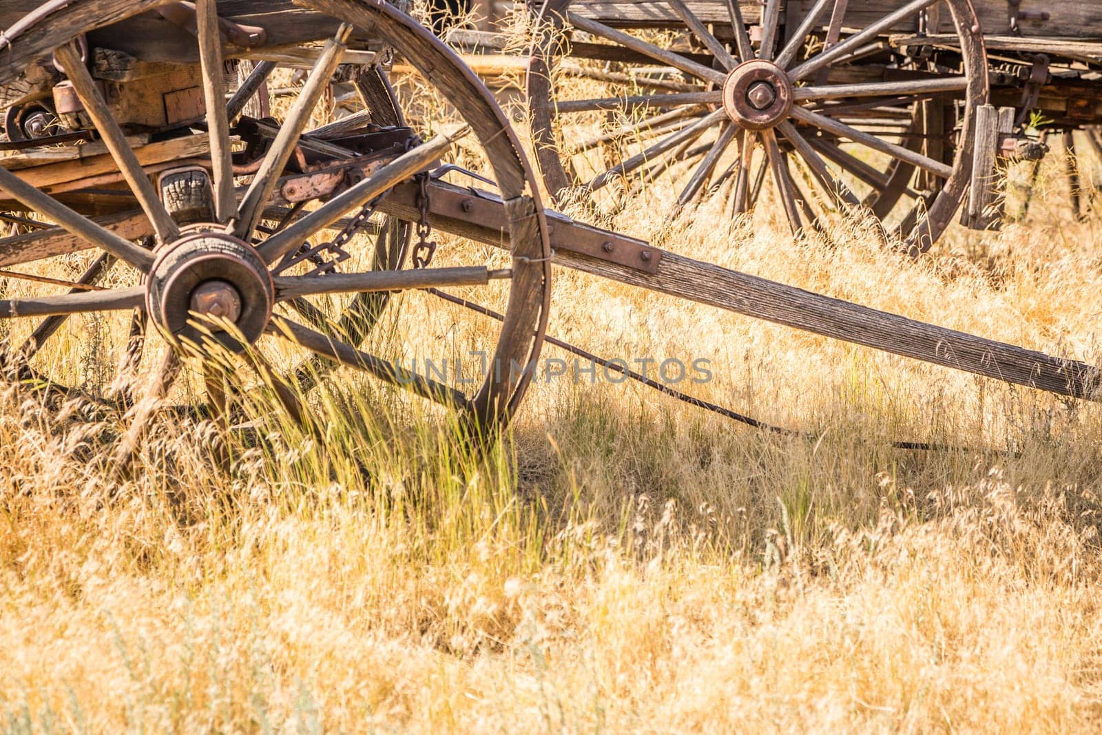 Abstract of Vintage Antique Wood Wagons and Wheels.