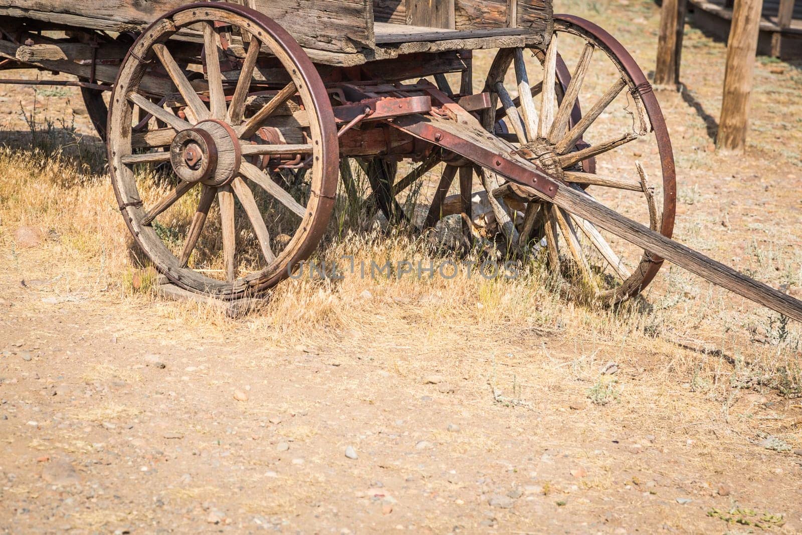 Abstract of Vintage Antique Wood Wagons and Wheels.