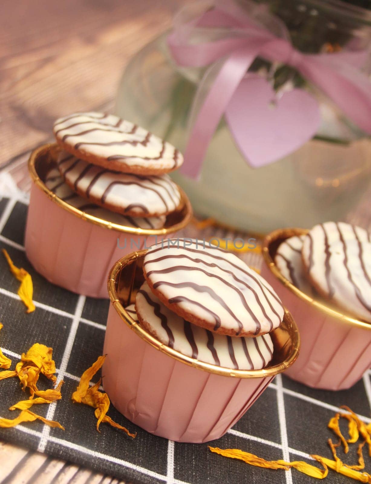 soft cakes with chocolate and jam