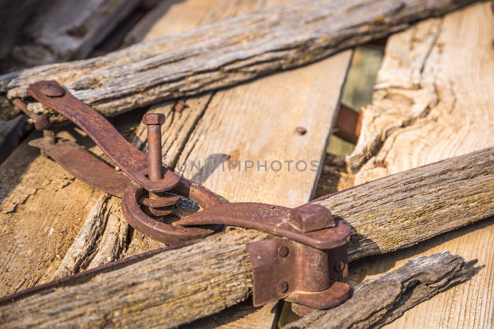 Abstract of Vintage Antique Wood Wagon Parts.