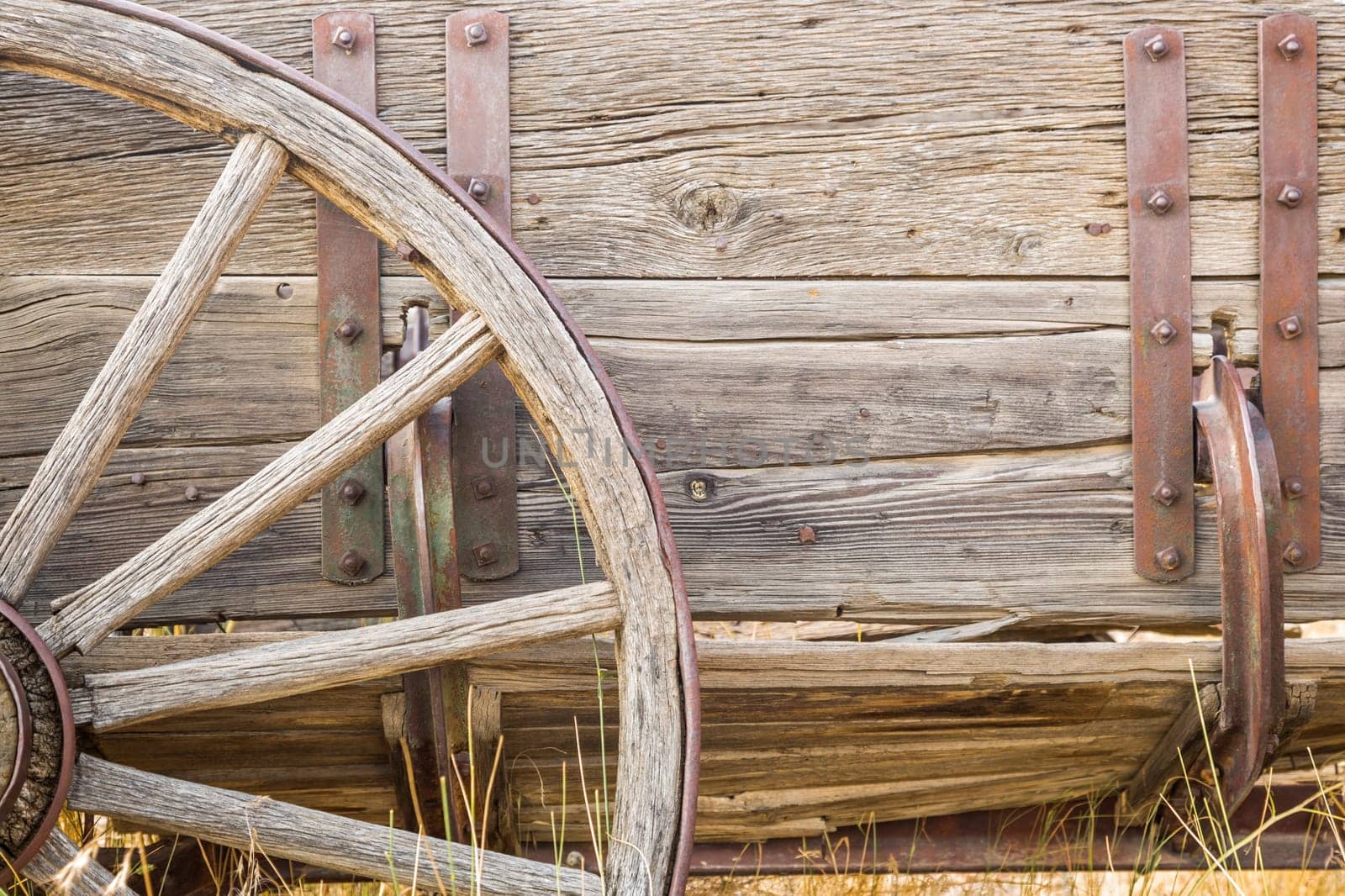 Abstract of Vintage Antique Wood Wagon Parts.