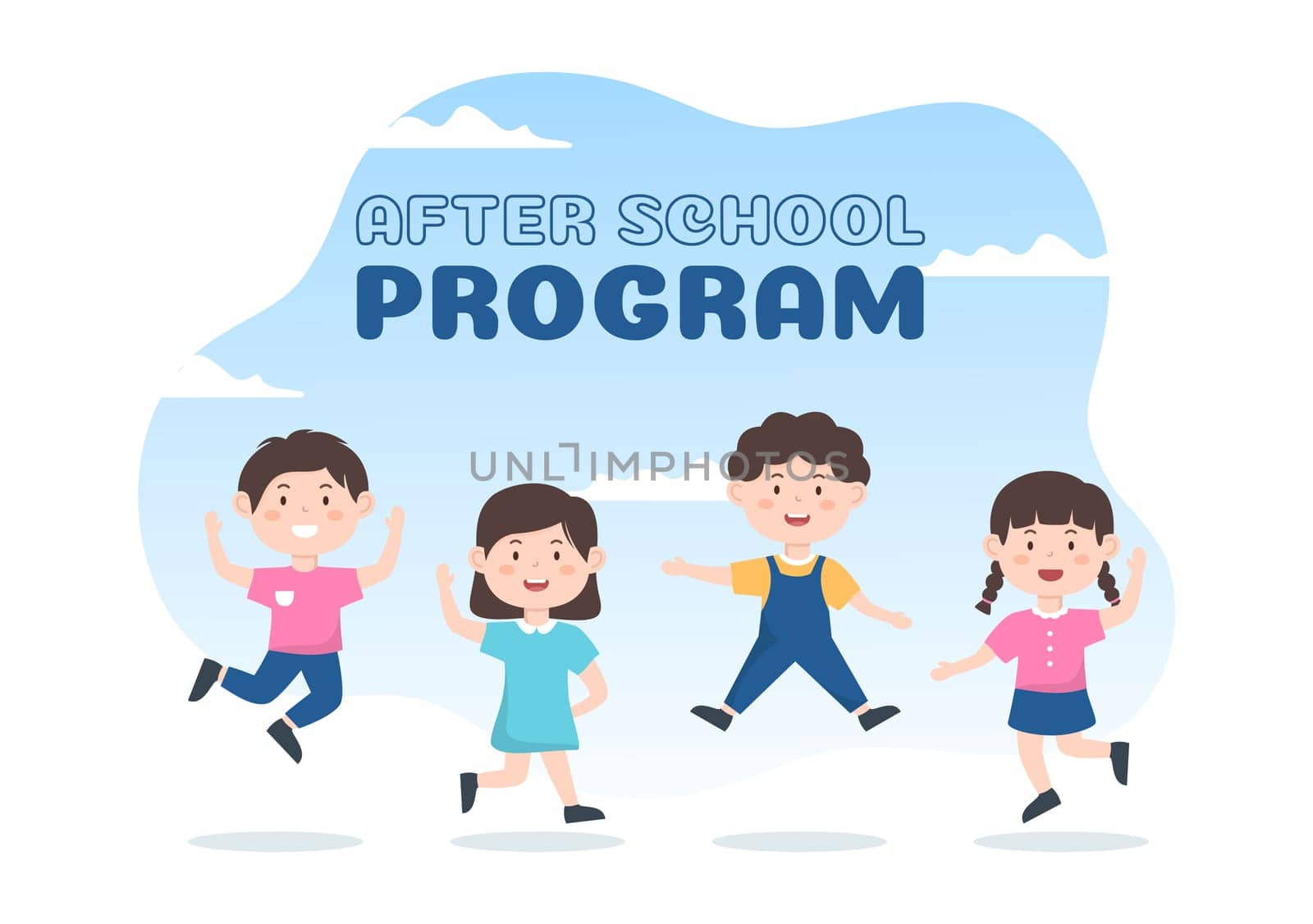 Students Leave School Building After Class or Program and Back to Home in Template Hand Drawn Cartoon Flat Style Illustration