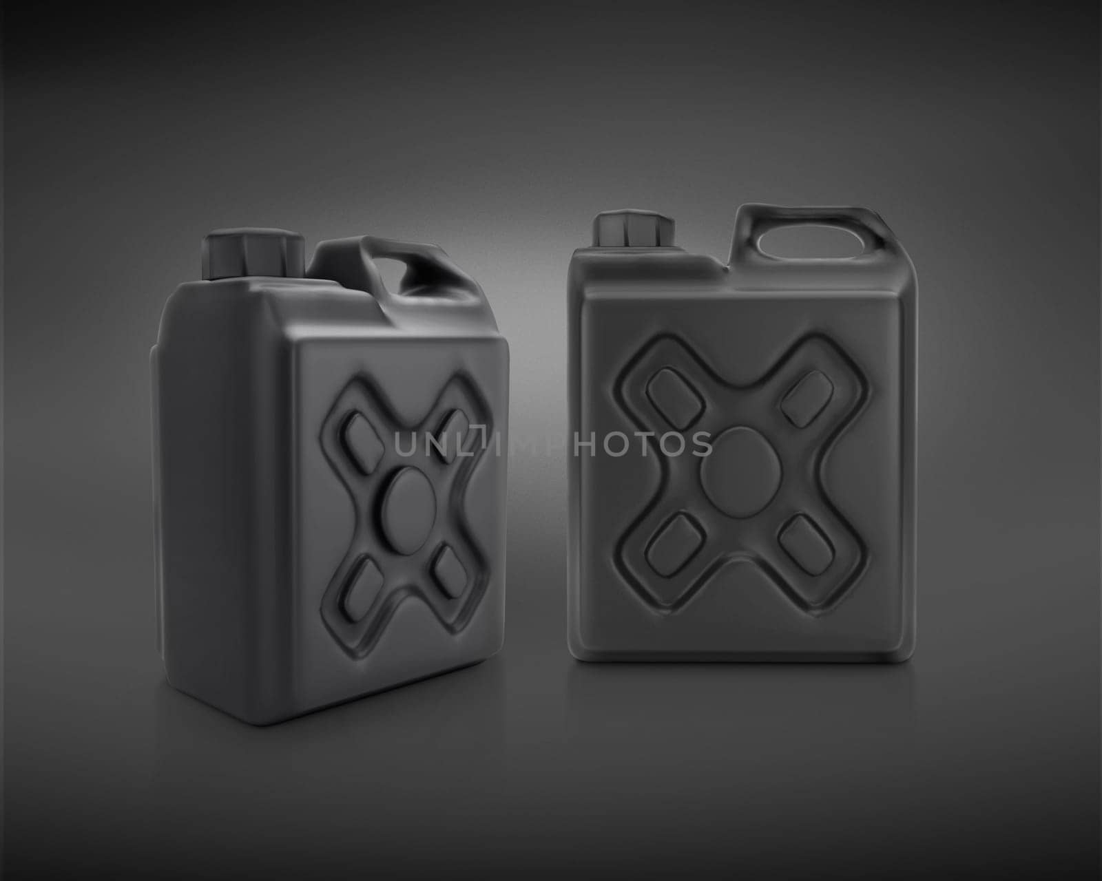 Blank packaging black plastic gallon on black background. 3d render