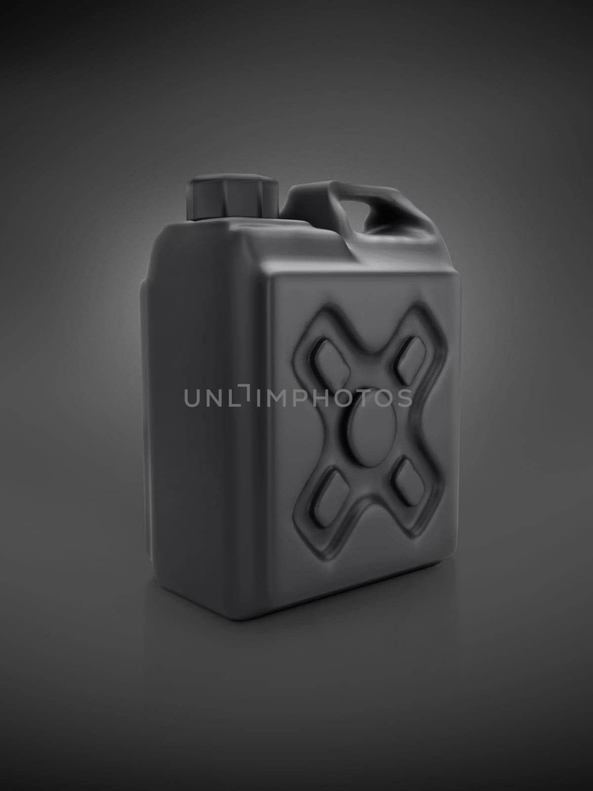 Blank packaging black plastic gallon on black background. 3d render