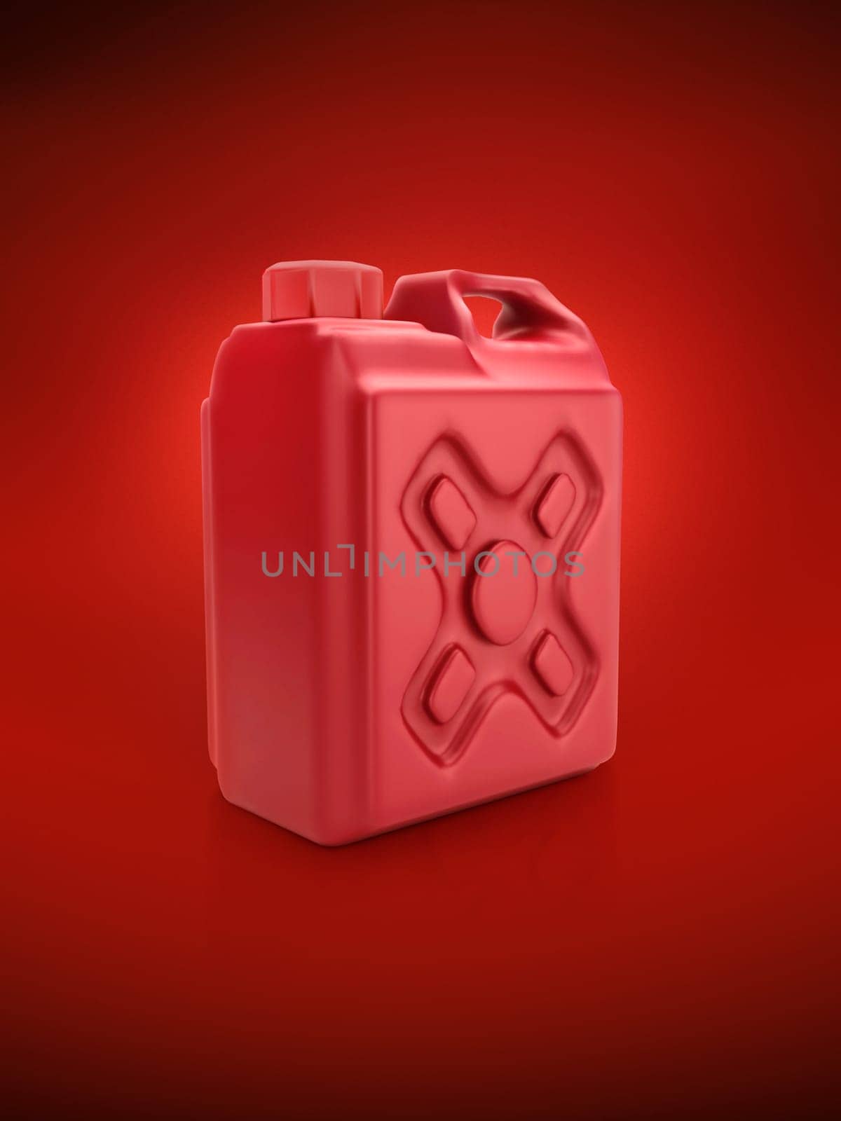 Blank packaging red plastic gallon on red background. 3d render