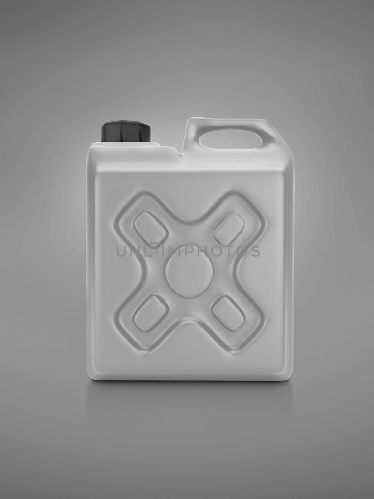 Blank packaging gray plastic gallon on gray background. 3d render