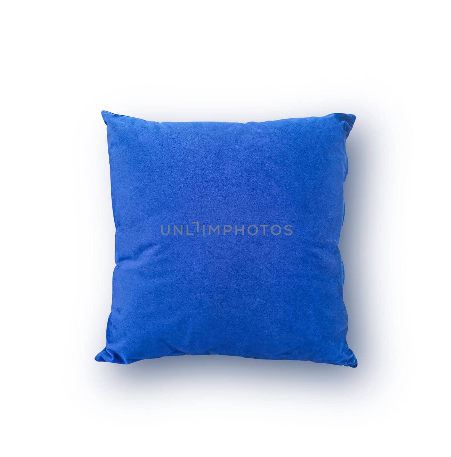 Blue pillow on a white background