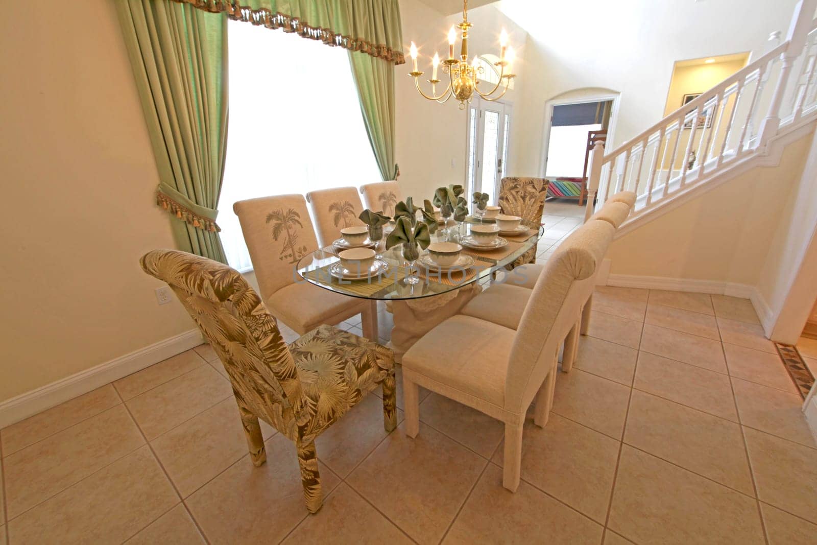 An interior shot of a dining room in a home.
