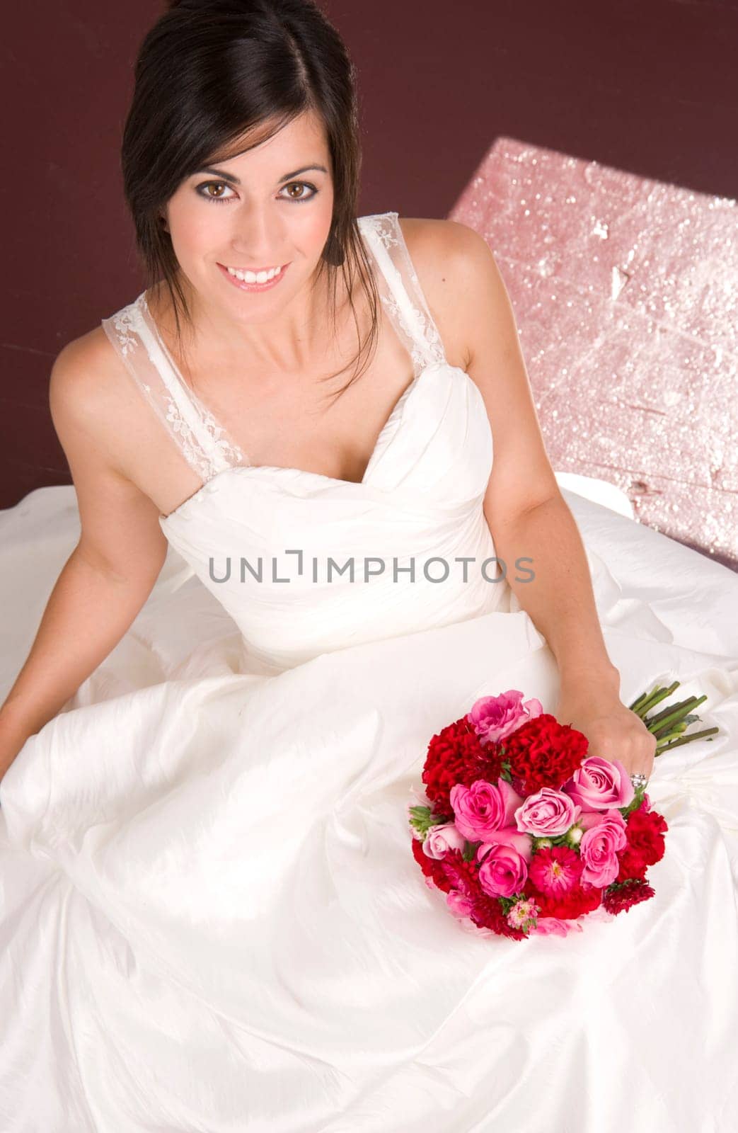 Bride Seated with Bouquet