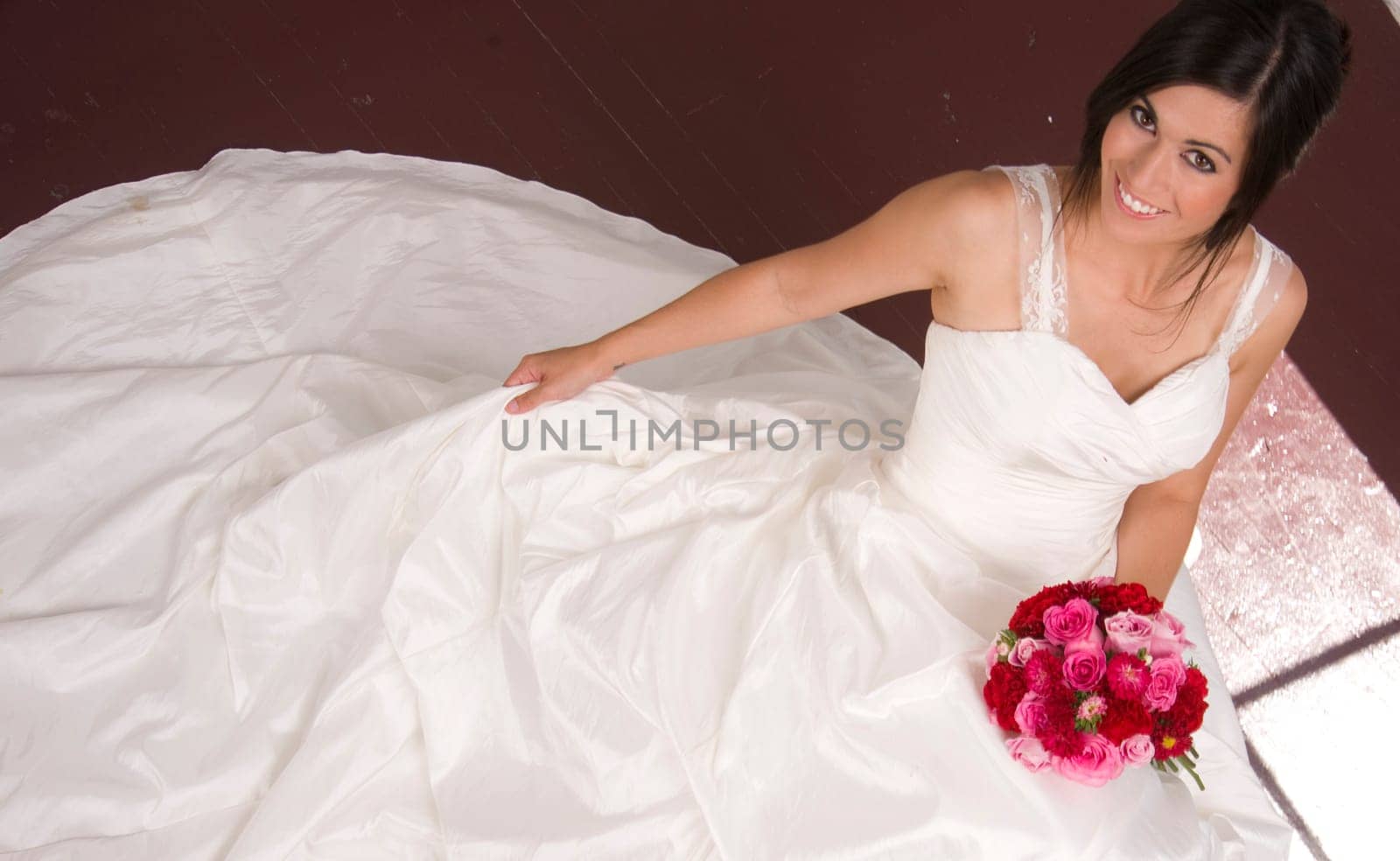 Horizontal Bride White Wedding Gown