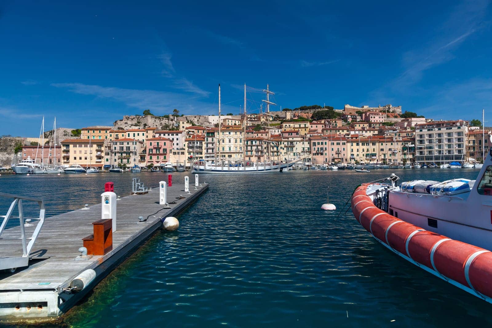 Panorama of Porto Azzurro on Elba Island,Tuscany,Italy