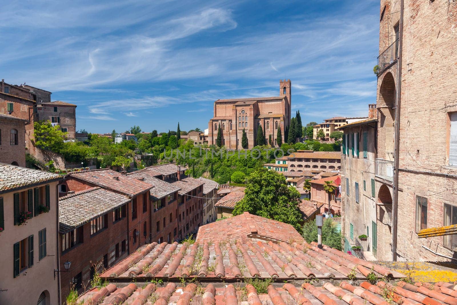 Panoramic view from the roof of town, Lake Garda, Italy