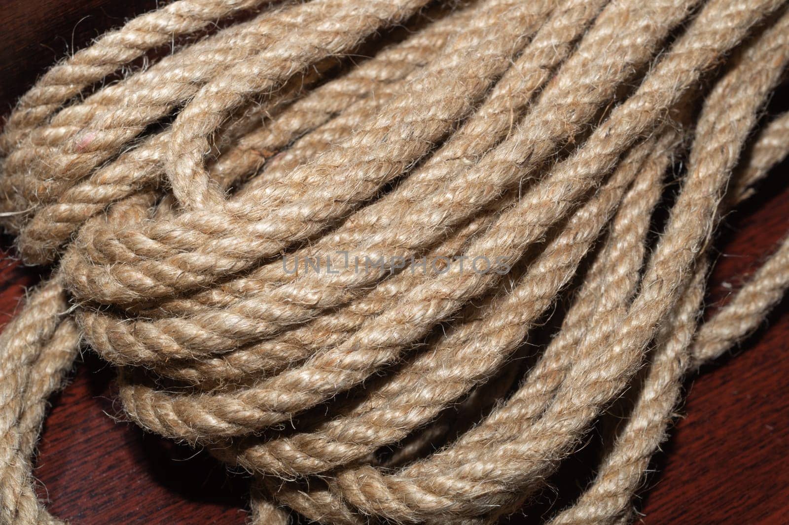 Bunch of thick rope close up