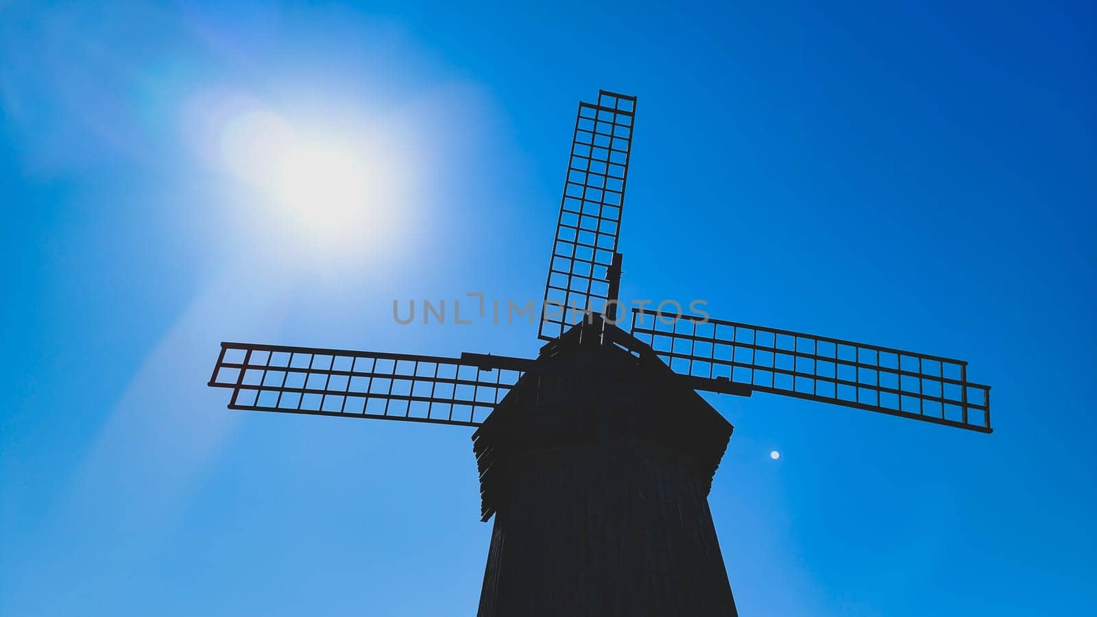 Old wooden windmill. rural building