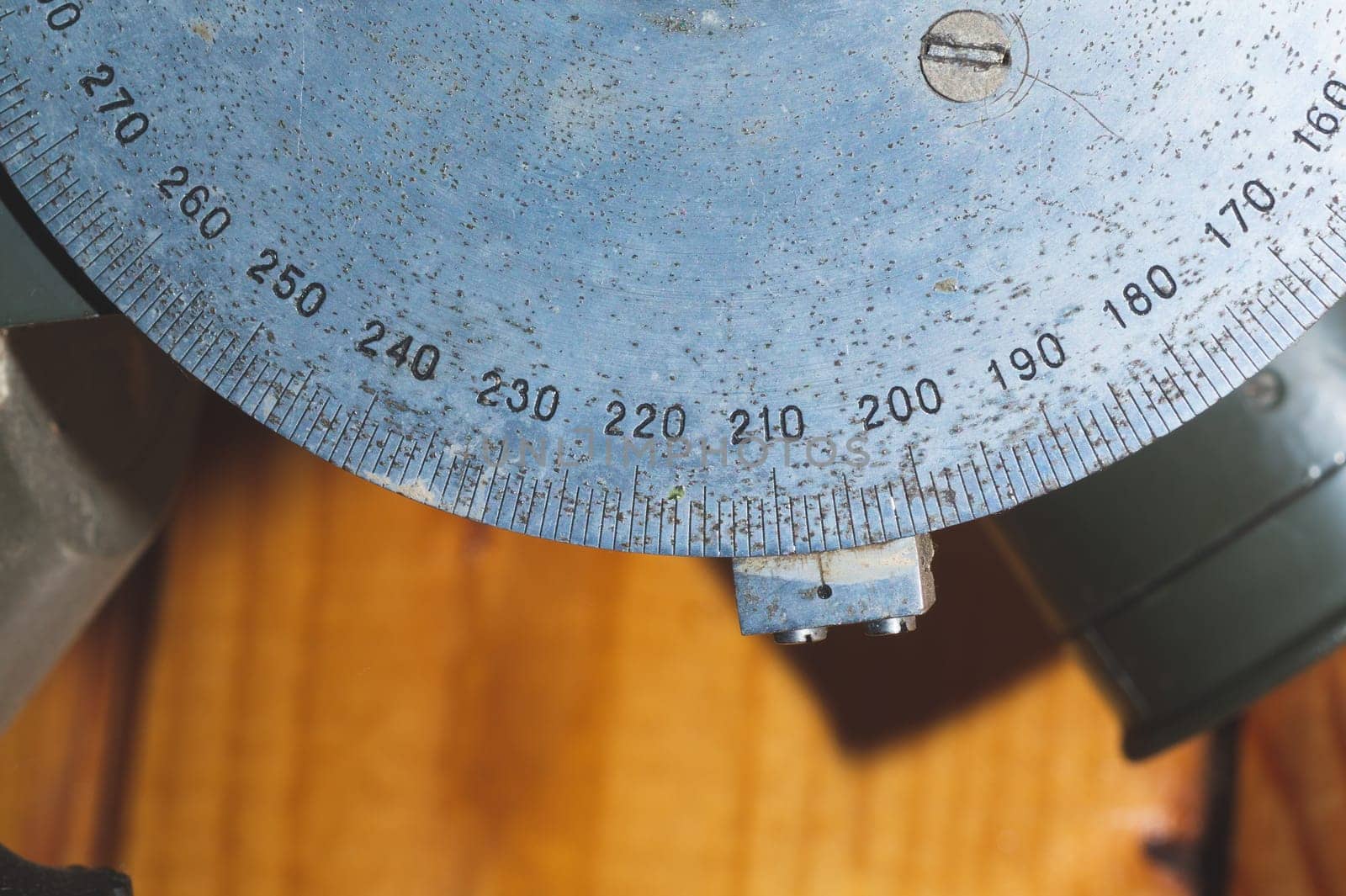 Round scale of angle measurement from vintage telescope