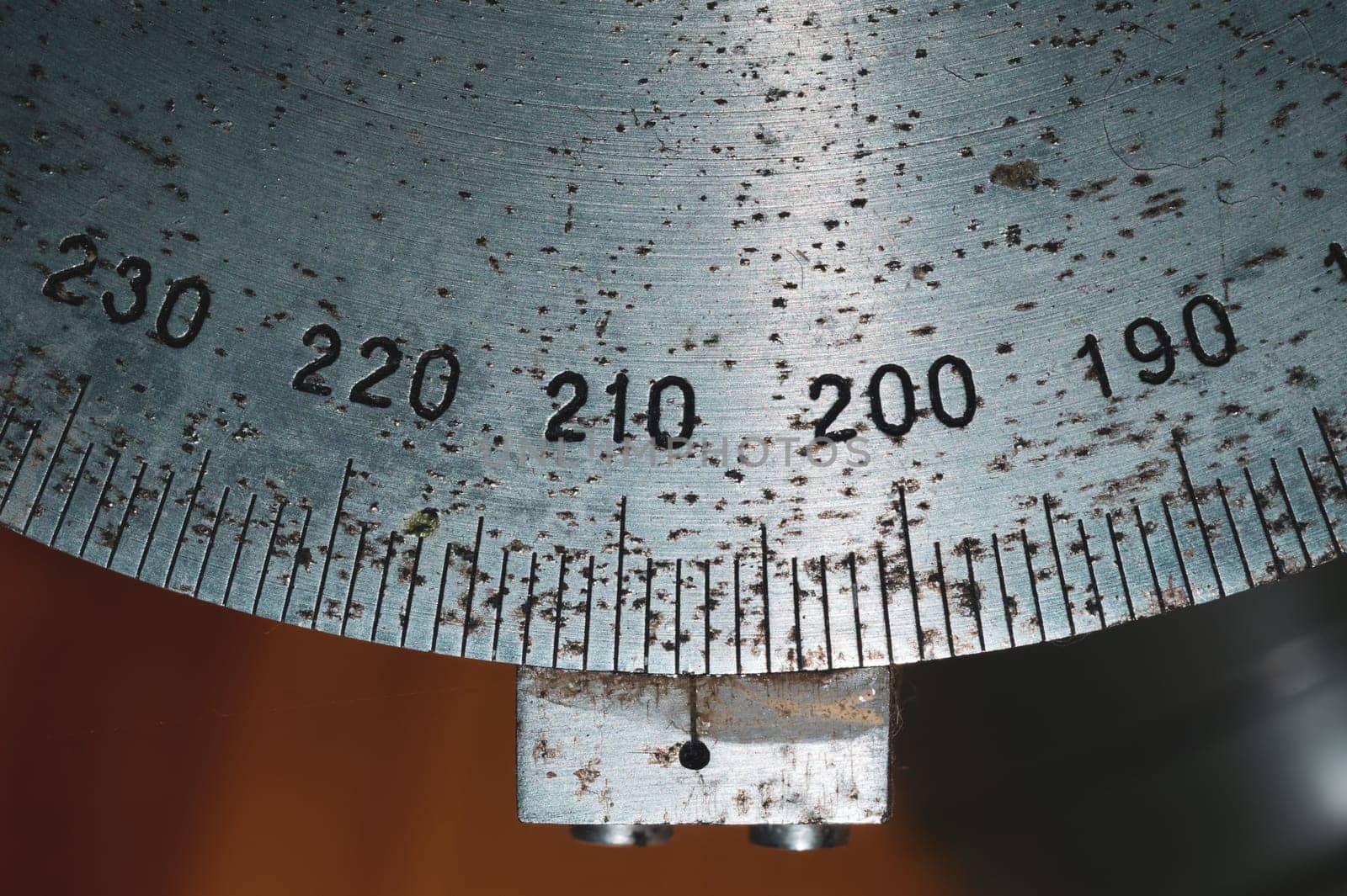 Round scale of angle measurement from vintage telescope