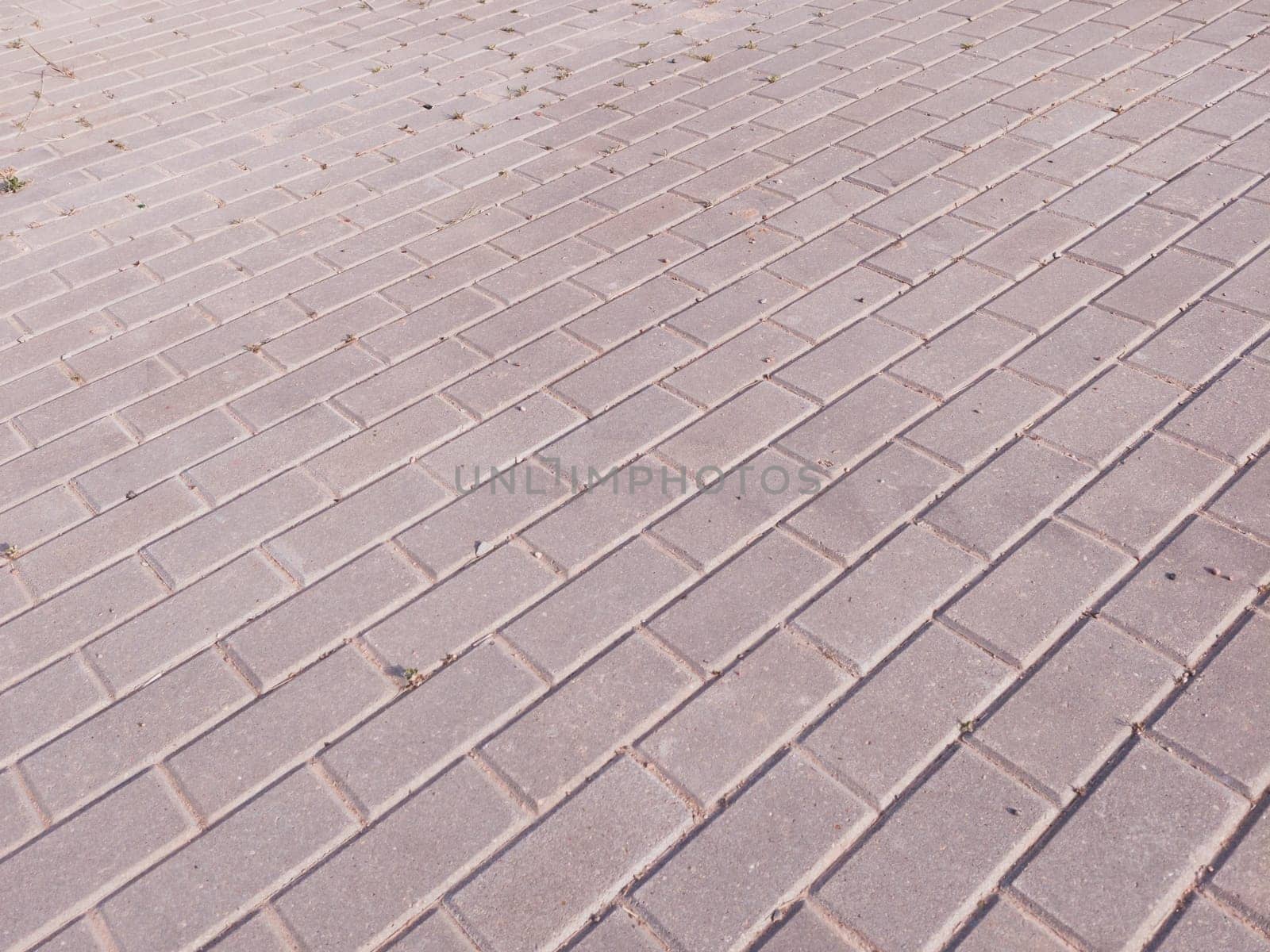 Street with brick pavement. stone sidewalk background