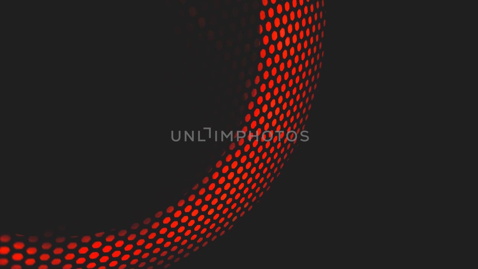 Modern abstract background with red lights. cooler of processor with color light luminous through the protective grid in the dark. futuristic design