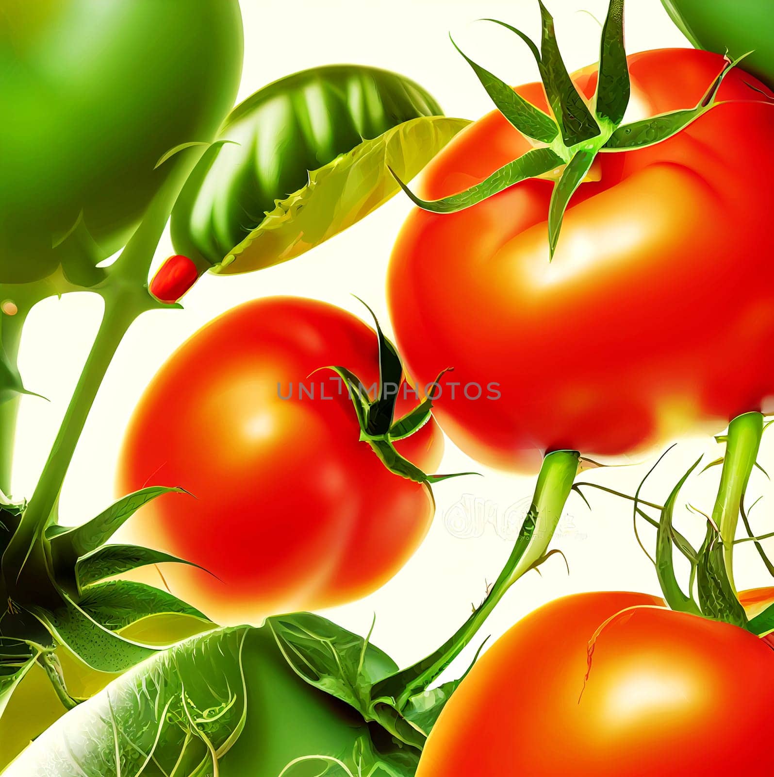 illustration of whole tomatoes isolated on white background