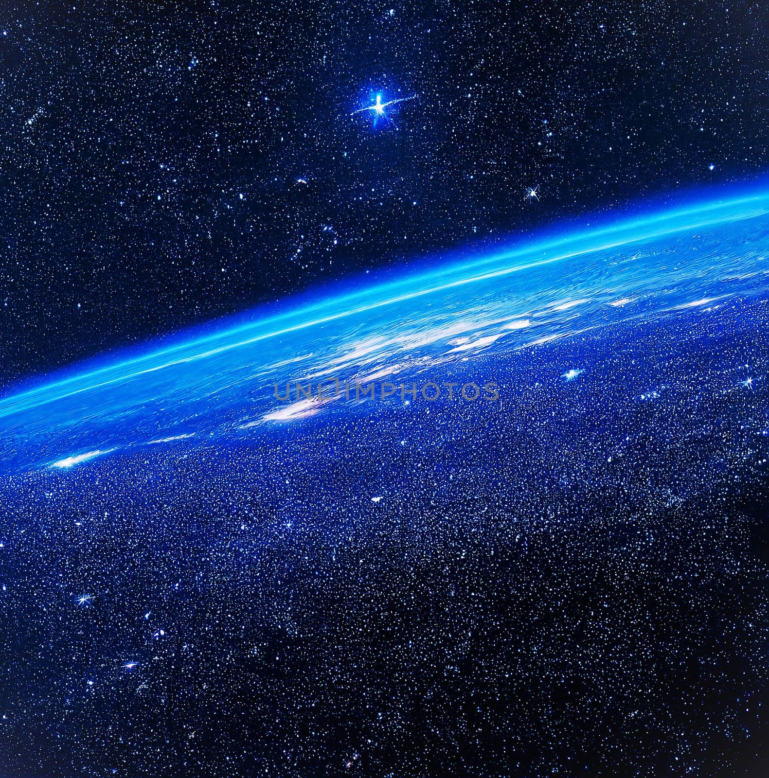 planet earth high from space and amazing starry sky