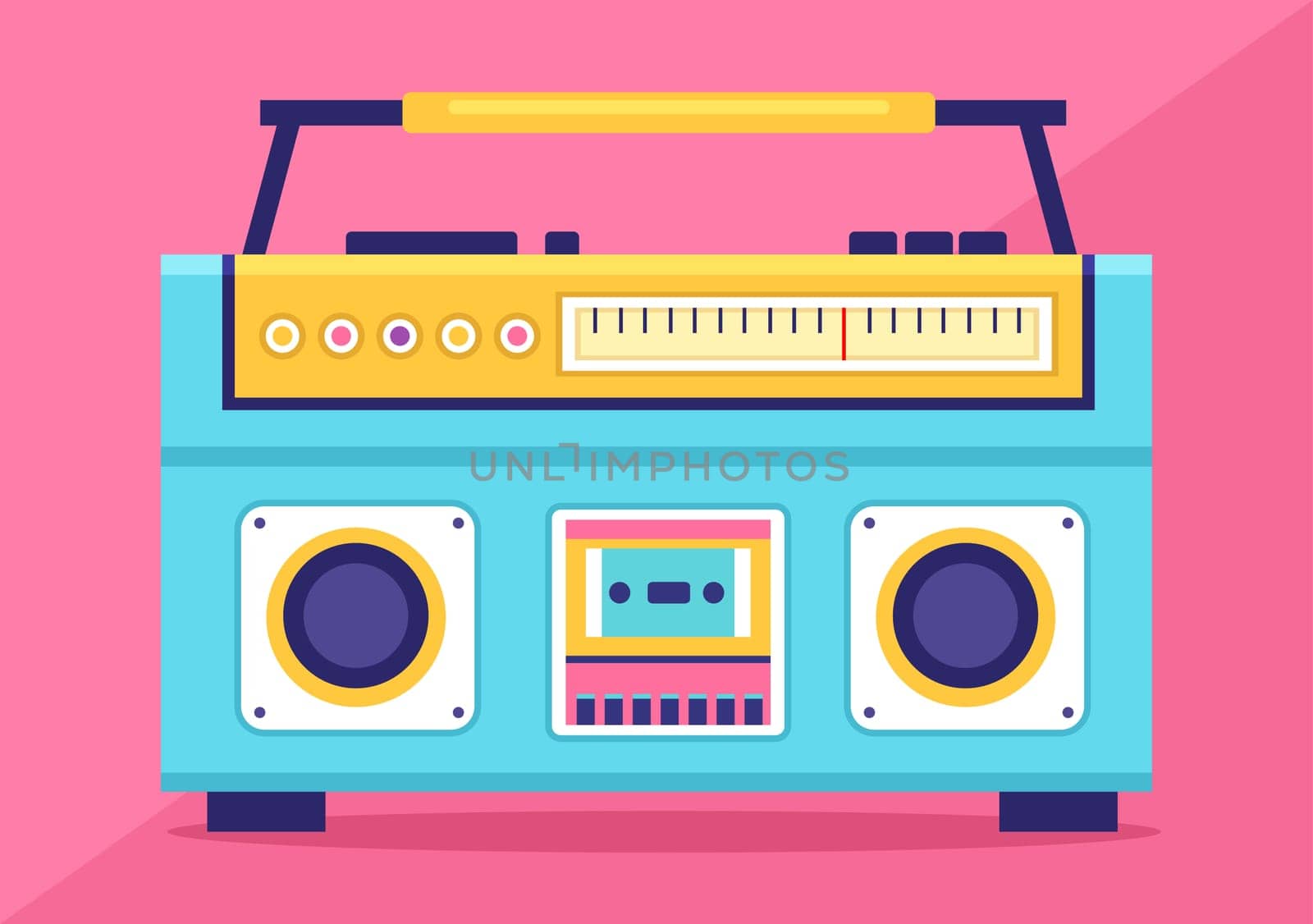 Radio Player for Record, Talk Show, Interviews Celebrity and Listening to Music in Template Hand Drawn Cartoon Flat Style Illustration