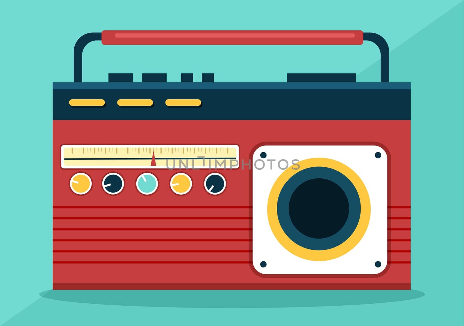 Radio Player for Record, Talk Show, Interviews Celebrity and Listening to Music in Template Hand Drawn Cartoon Flat Style Illustration