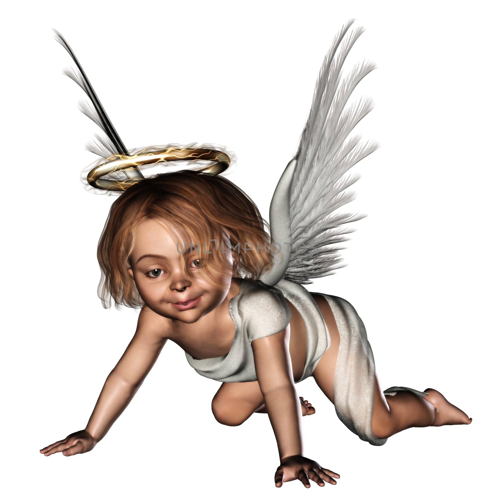 a cute Guardian angel - isolated on white