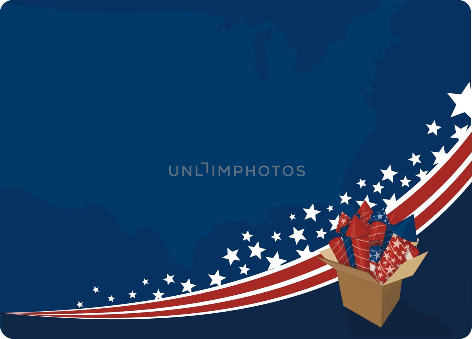 4th July background with fireworks box