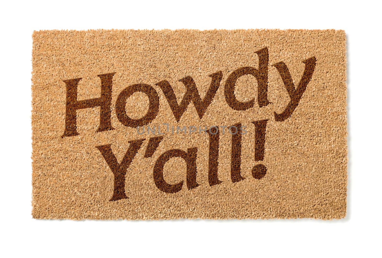 Howdy Yall Welcome Mat Isolated On A White Background.