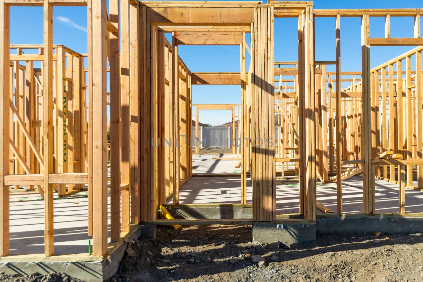 Wood Home Framing Abstract At Construction Site