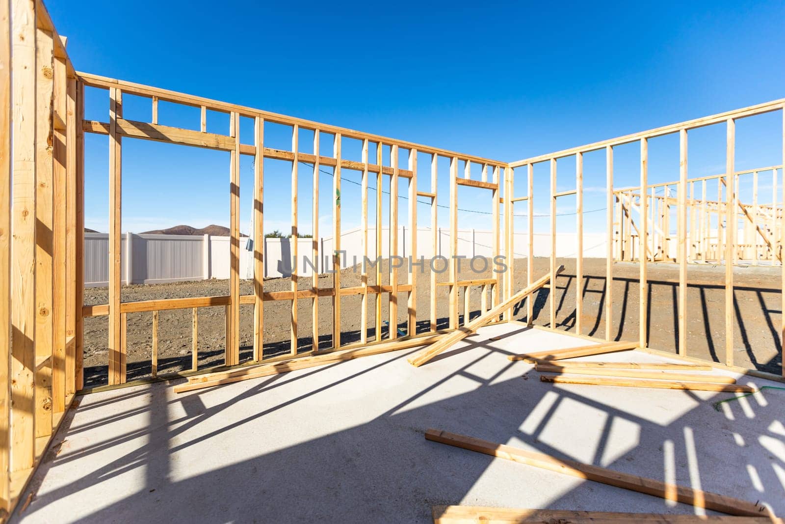 Wood Home Framing Abstract At Construction Site
