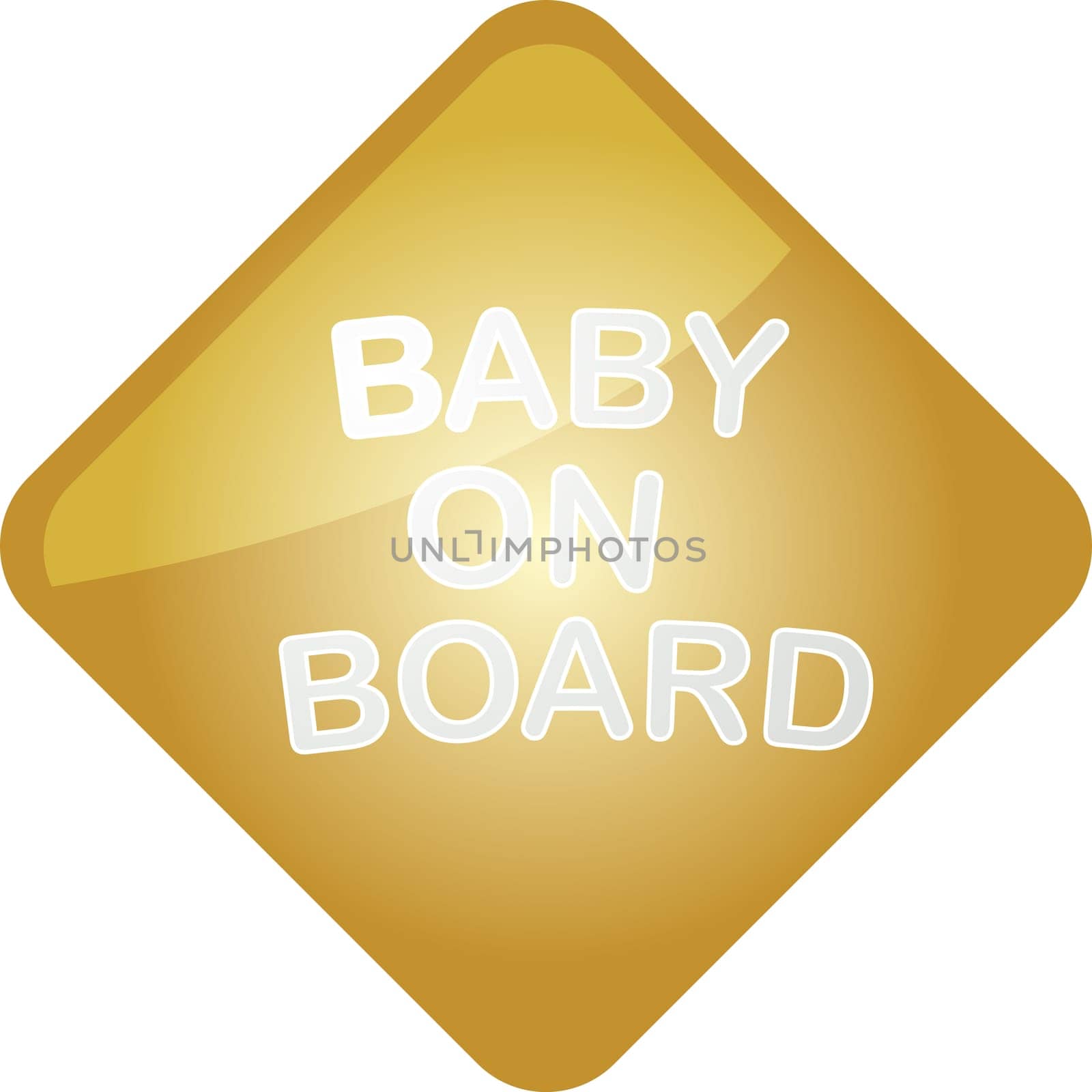 Baby on board sticker, car warning sign illustration