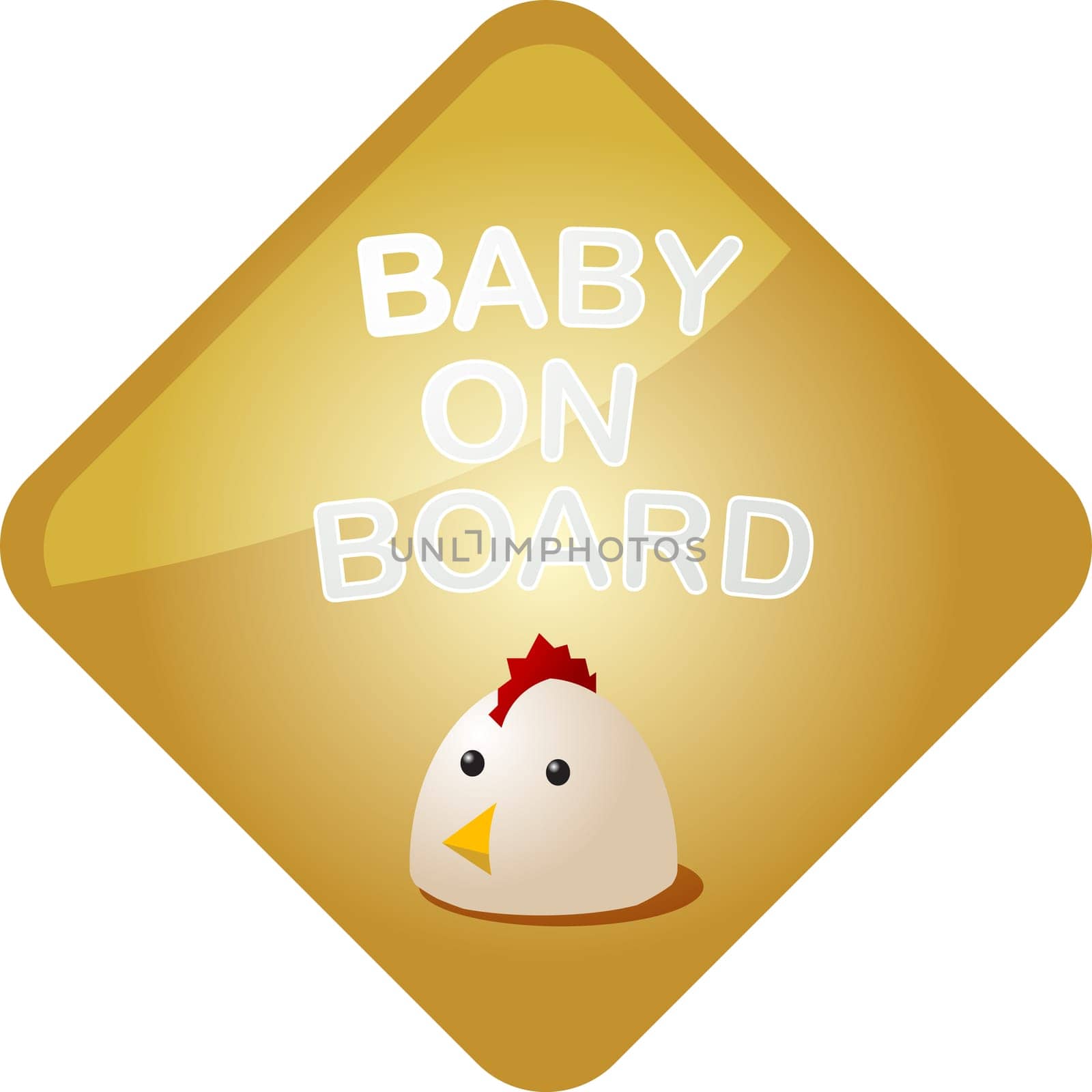 Baby on board sticker with chicken, sign illustration