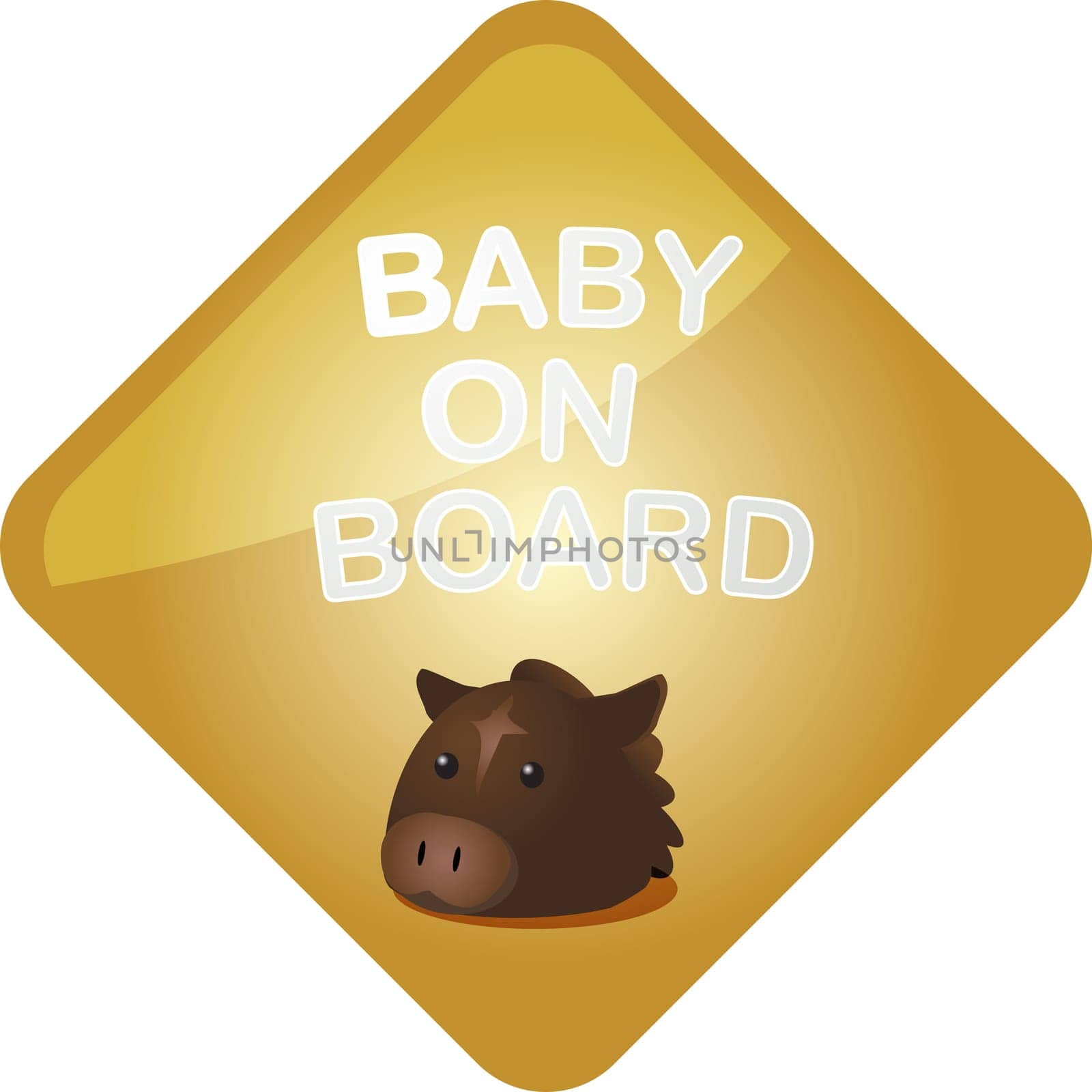 Baby on board sticker with horse, sign illustration