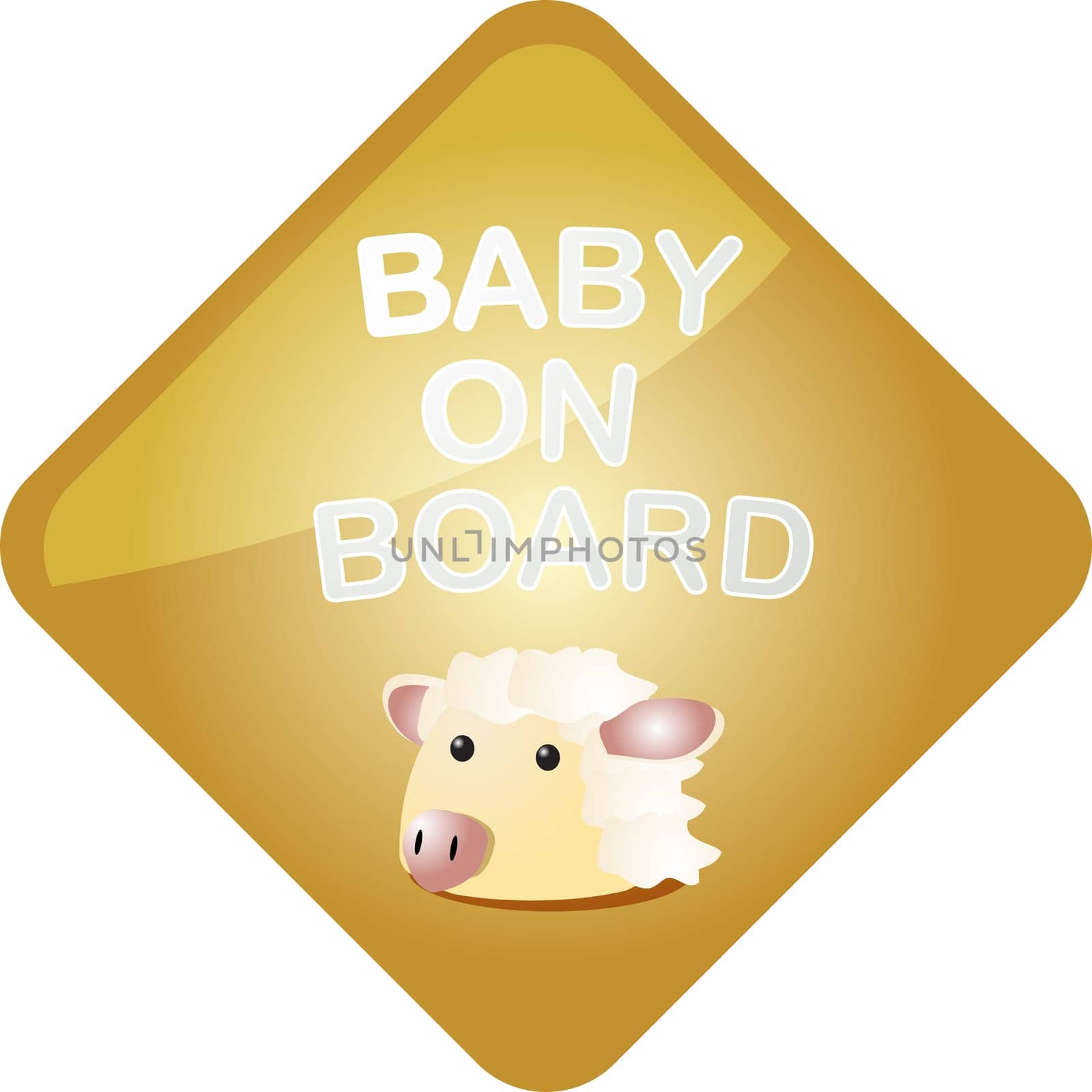 Baby on board sticker with sheep, sign illustration