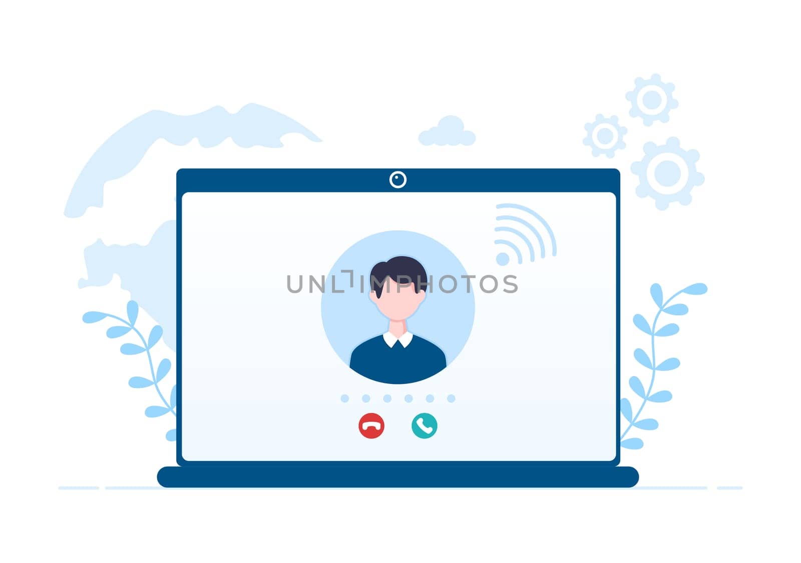 VOIP or Voice Over Internet Protocol with Telephony Scheme Technology and Network Phone Call Software in Template Hand Drawn Cartoon Flat Illustration