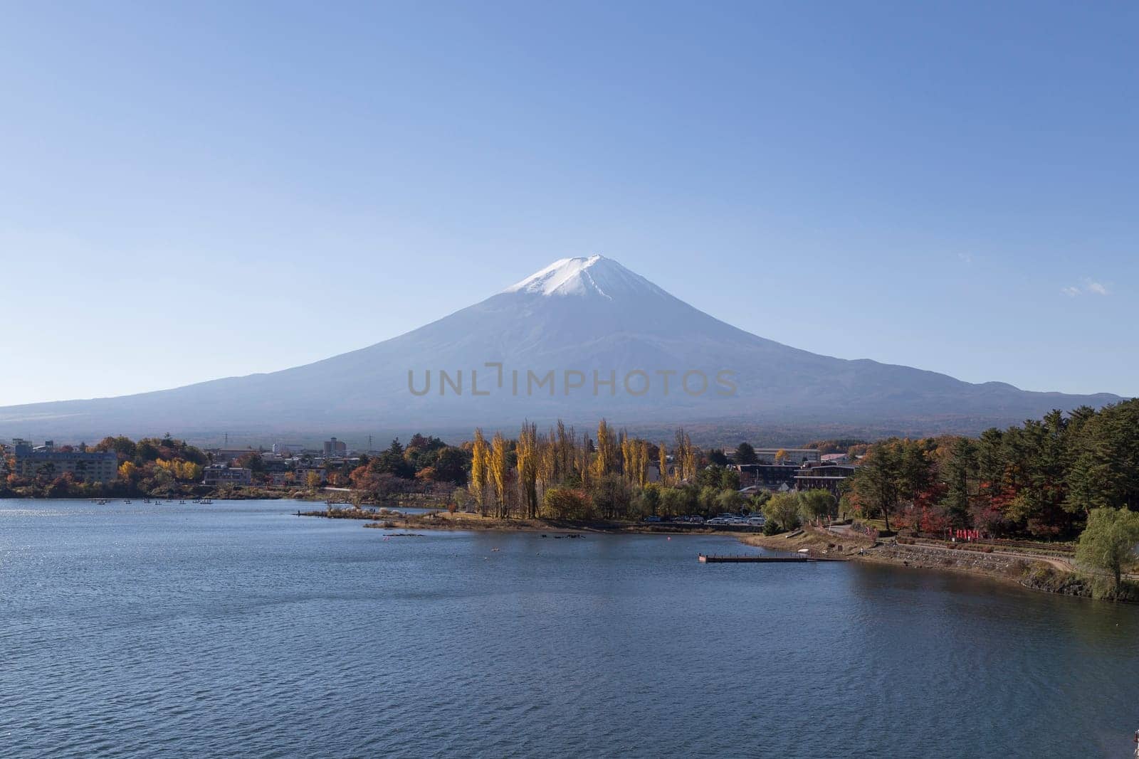 This photo was shot from the area around Mt.Fuji in Autumn. It is time to start snow cap on the top of Mt.Fuji. There are 5 lake around Mt.Fuji.