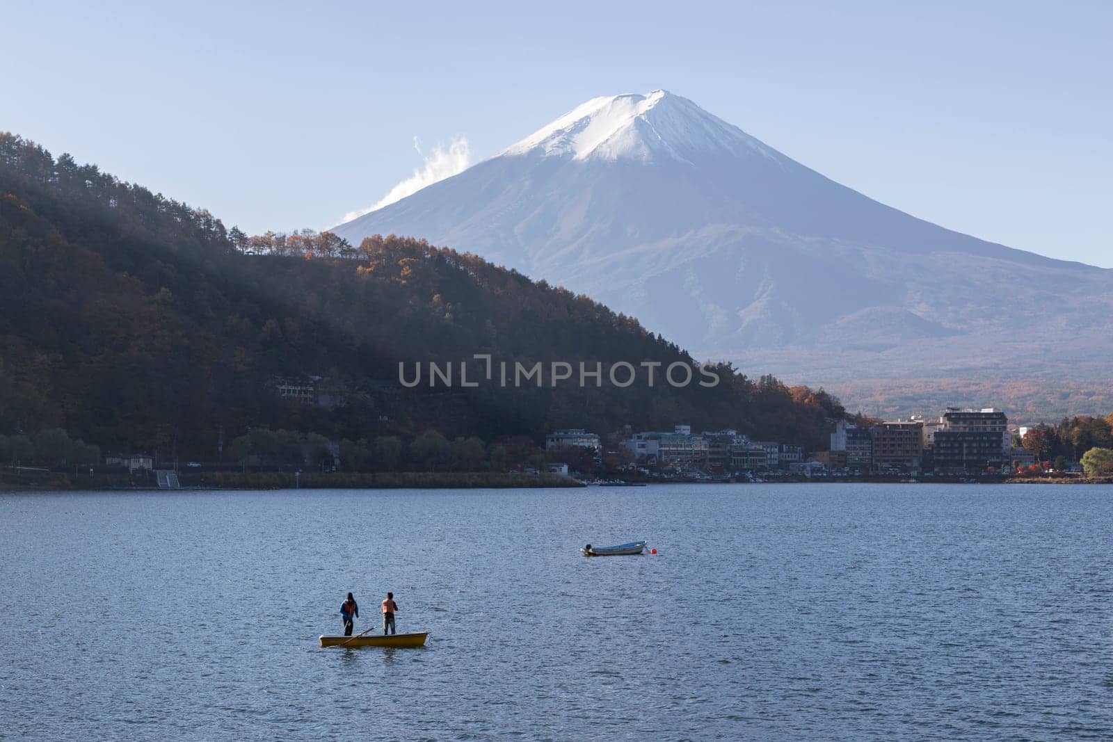 This photo was shot from the area around Mt.Fuji in Autumn. It is time to start snow cap on the top of Mt.Fuji. There are 5 lake around Mt.Fuji.