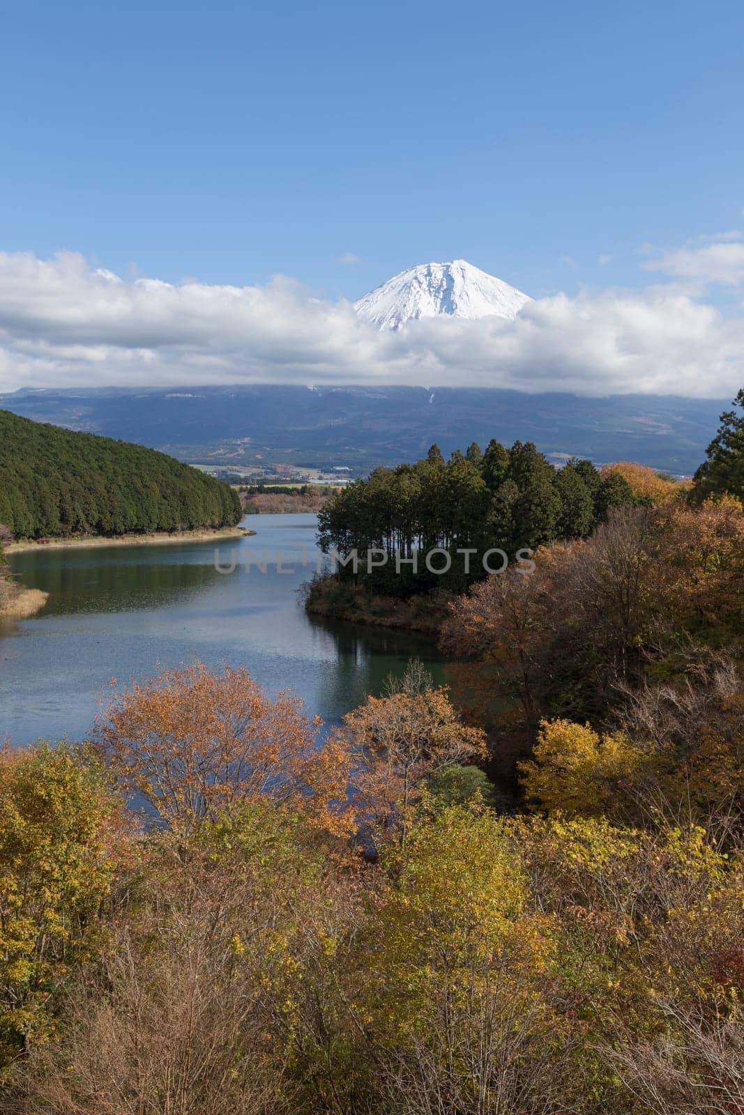 This photo was shot from the area around Mt.Fuji in Autumn. It is time to start snow cap on the top of Mt.Fuji. There are 5 lake around Mt.Fuji.