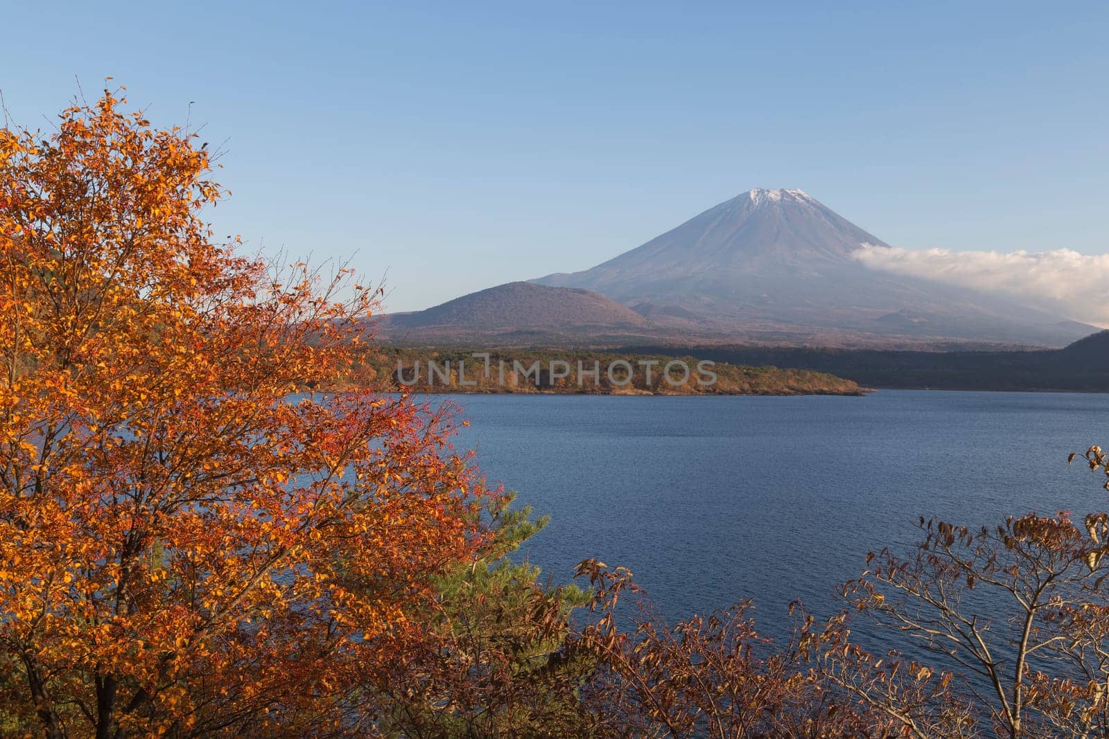 This photo was shot from the area around Mt.Fuji in Autumn. It is time to start snow cap on the top of Mt.Fuji. There are 5 lake around Mt.Fuji.