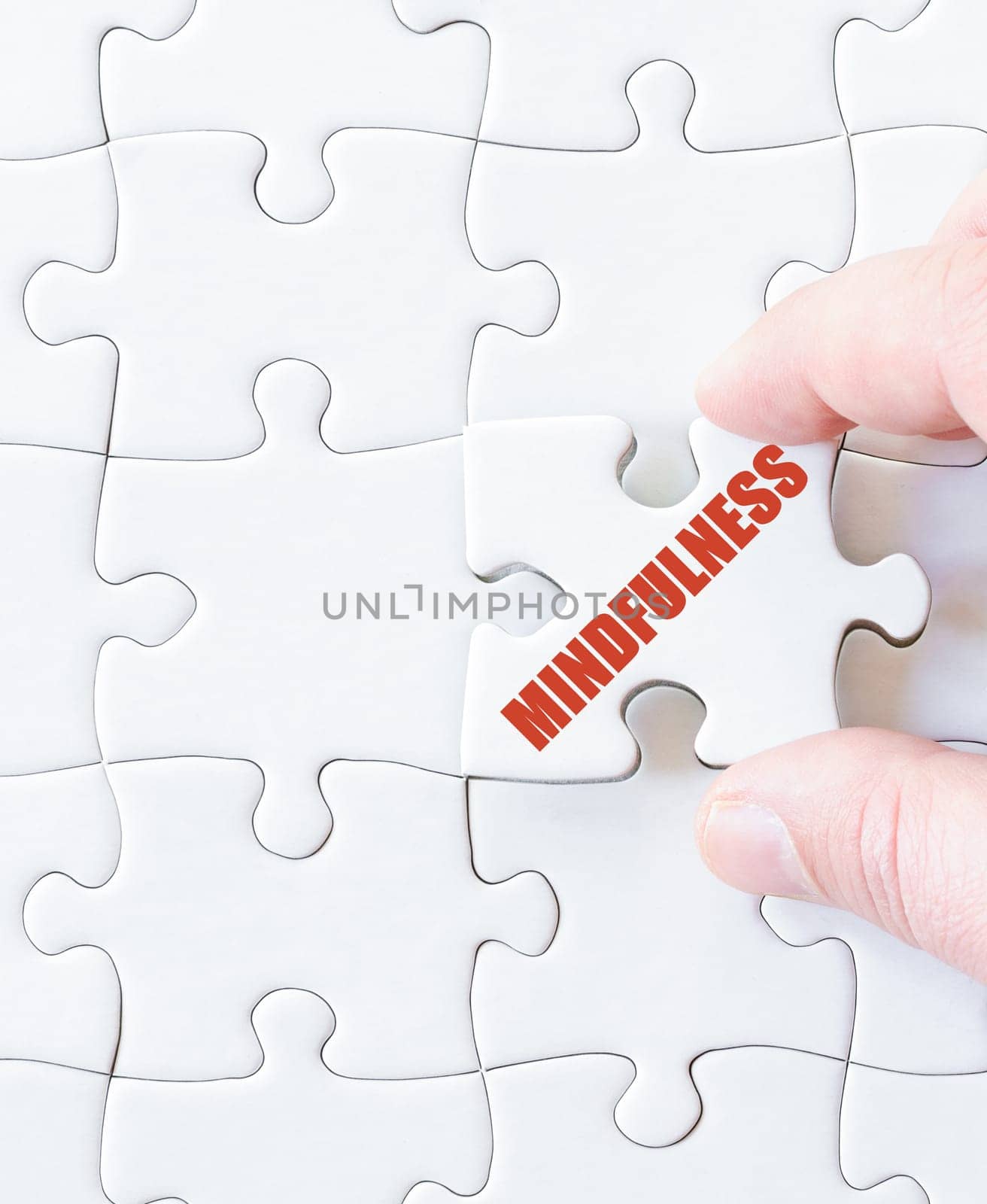 Last puzzle piece with word  MINDFULNESS. Concept image